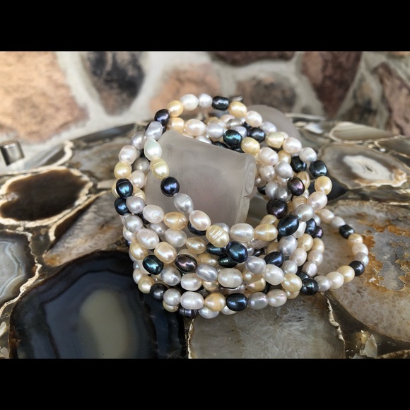 Multi Color Strand Freshwater Pearl Necklace 100" - Picture 7 of 11